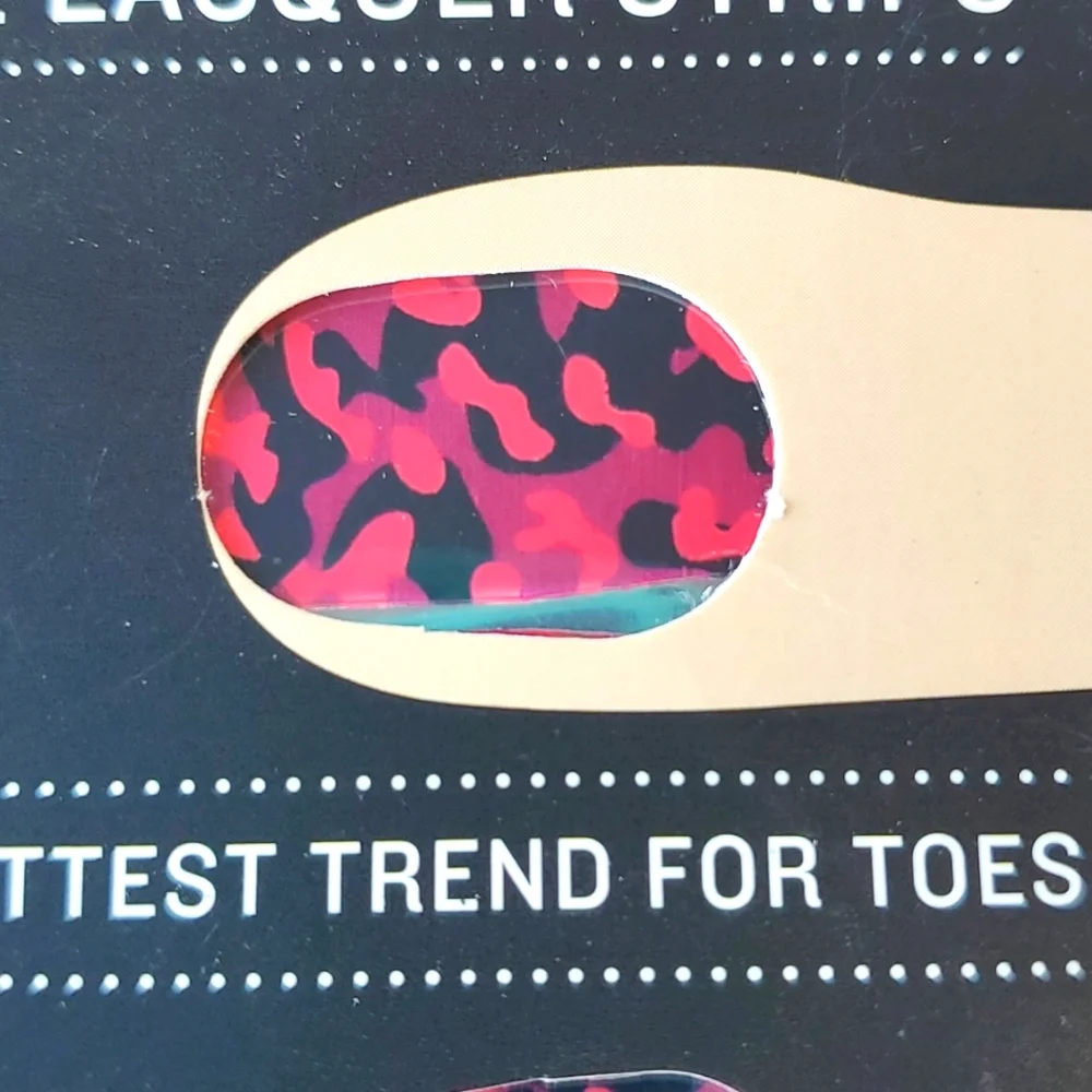 TREND TOES Real Laquer Strips Sephora by OPI Pink and Black Camo Design Set of 2
